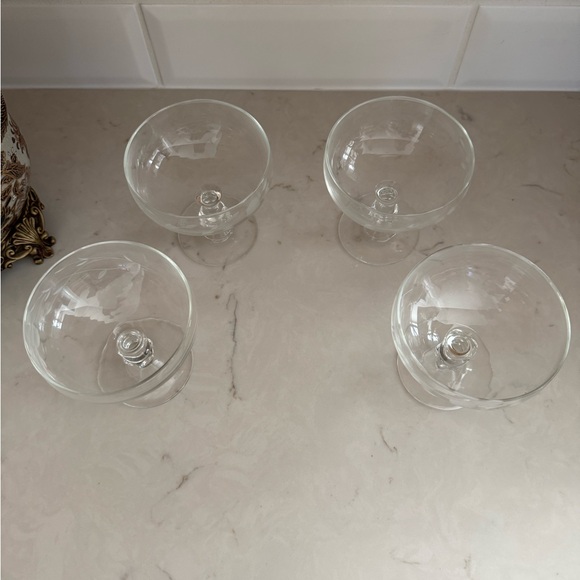 Princess House Heritage Etched Crystal Pedestal Dessert Bowl Dishes 507 Set of 4 - Picture 2 of 10